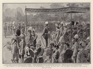 The Parade of the Colonial Troops at Buckingham Palace by the King, His Majesty returning the Salute by John Charlton